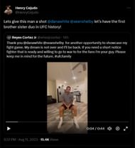 Screenshot of Henry Cejudo supporting Reyes Cortez Jr.